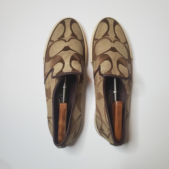 Coach Men’s Brown Signature C Slip-On Loafers/Sneakers - Canvas & Leather - Picture 3 of 9